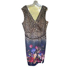 NWT Alberta Makali Sleeveless V Neck Leopard/ Floral Print Size XL